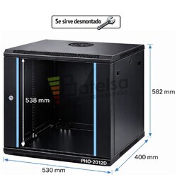 Armario Rack 12U 530x400 mm desmontado | Mural Phasak ECO PHO 2012-D
